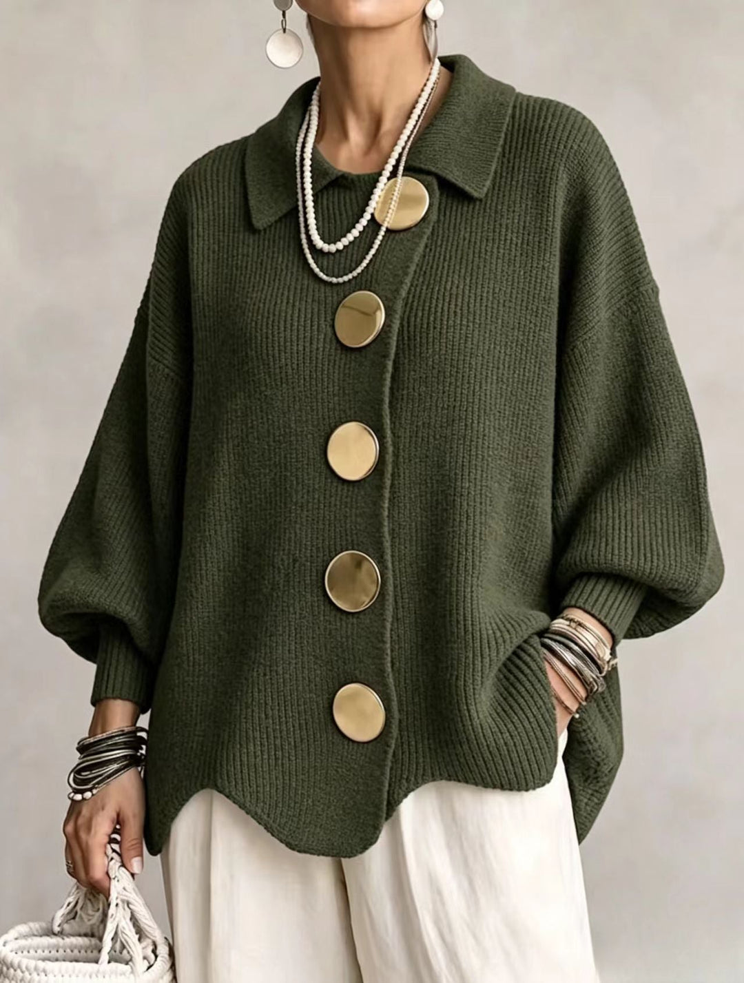 RUTH™ - ELEGANT OVERSIZED COLLARED CARDIGAN