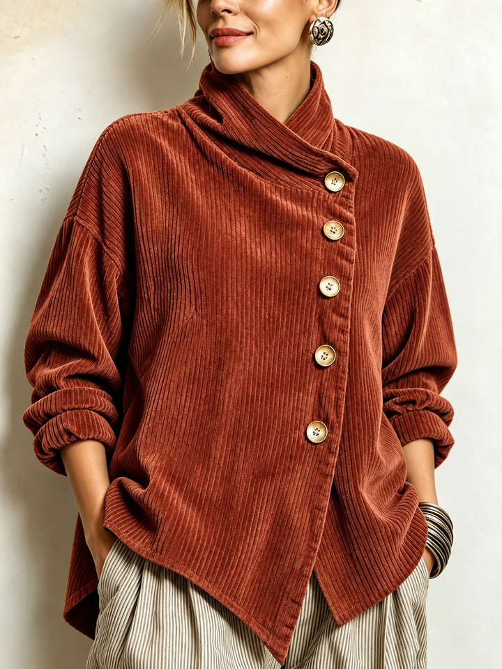 AMBER™ - ELEGANT CORDUROY BUTTON-UP SWEATER