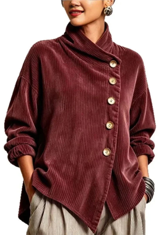 AMBER™ - ELEGANT CORDUROY BUTTON-UP SWEATER