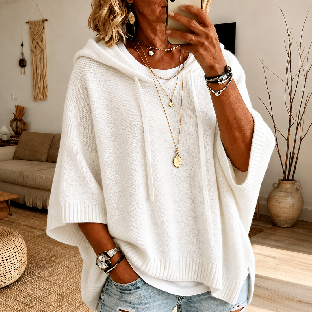 JANICE™ – COZY KNIT PONCHO HOODIE