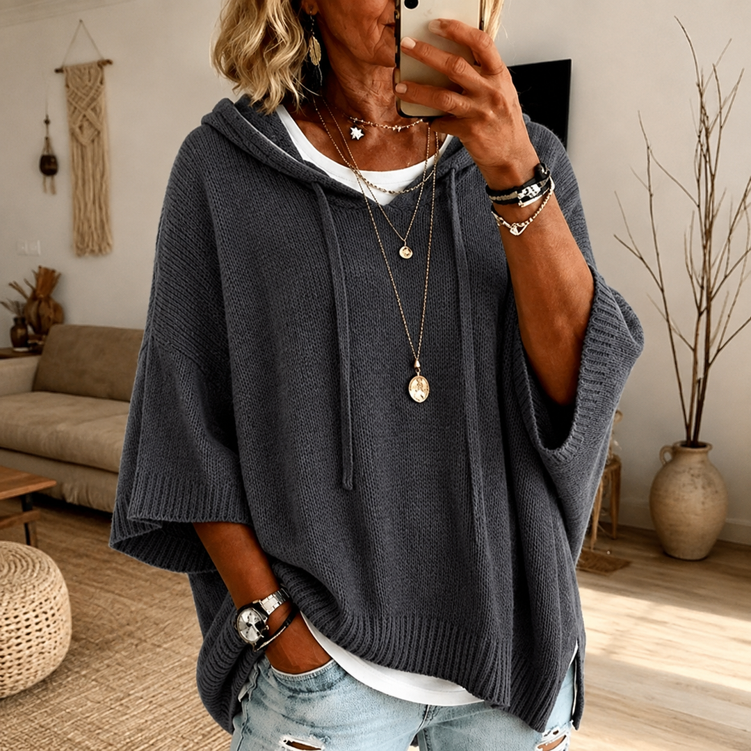 CAMILLE™ – ELEGANT KNIT PONCHO HOODIE