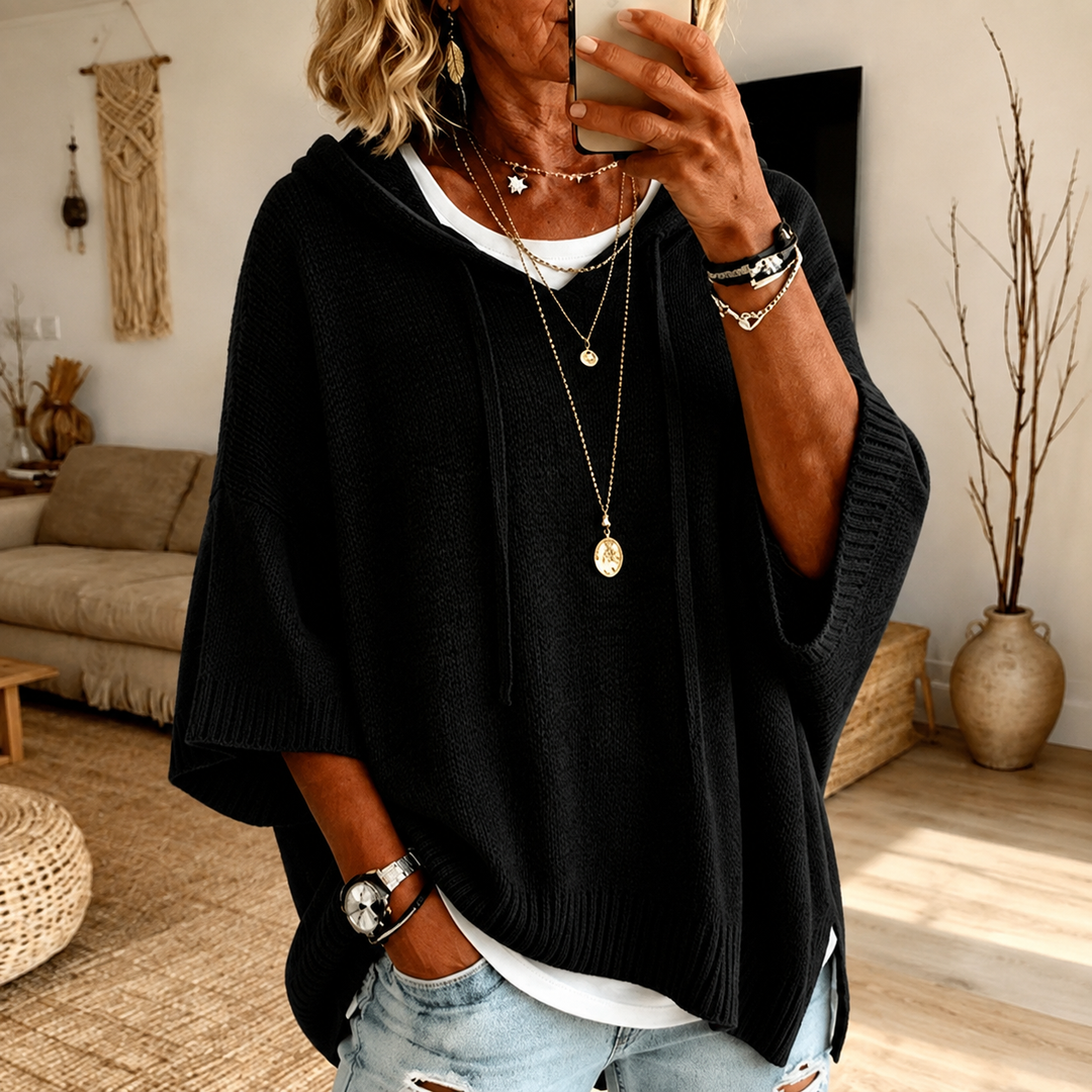 SOPHIE™ – COZY KNITTED PONCHO HOODIE