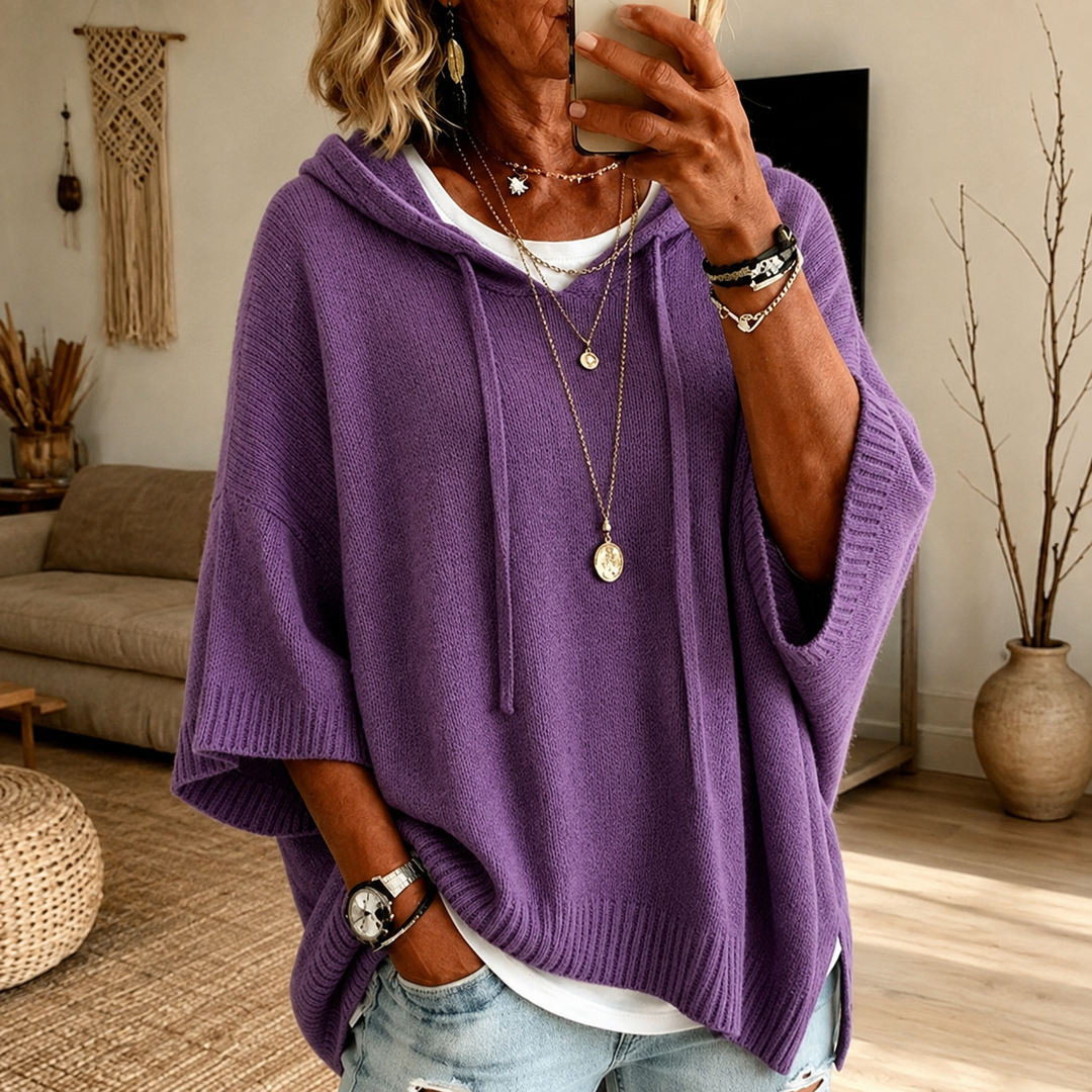 ELODIE™ – ELEGANT KNITTED PONCHO HOODIE
