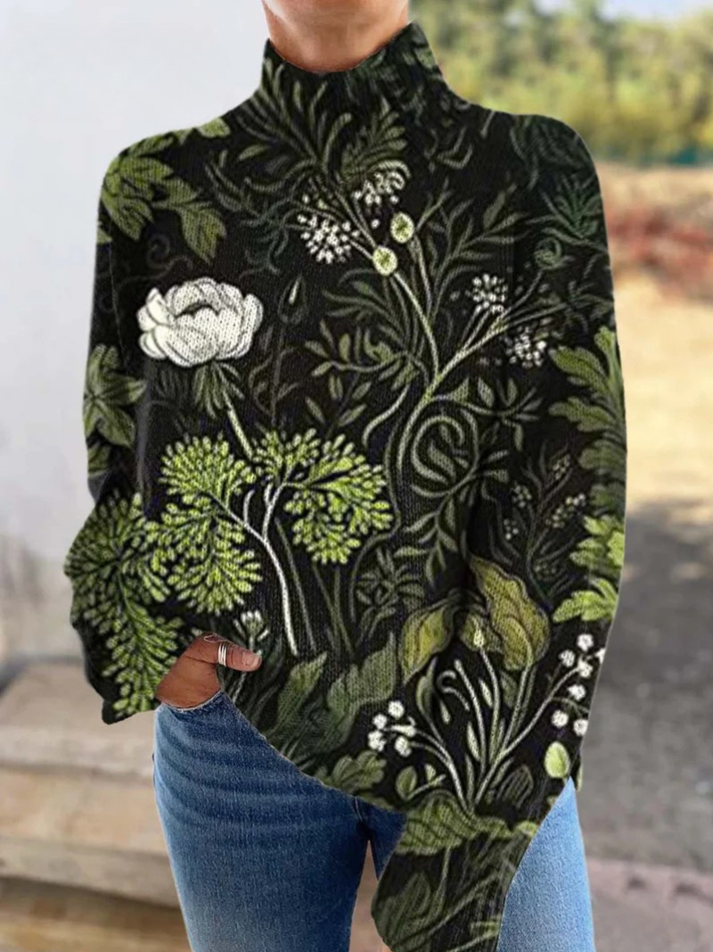 WILLOW™ - ELEGANT FLORAL TURTLENECK SWEATER