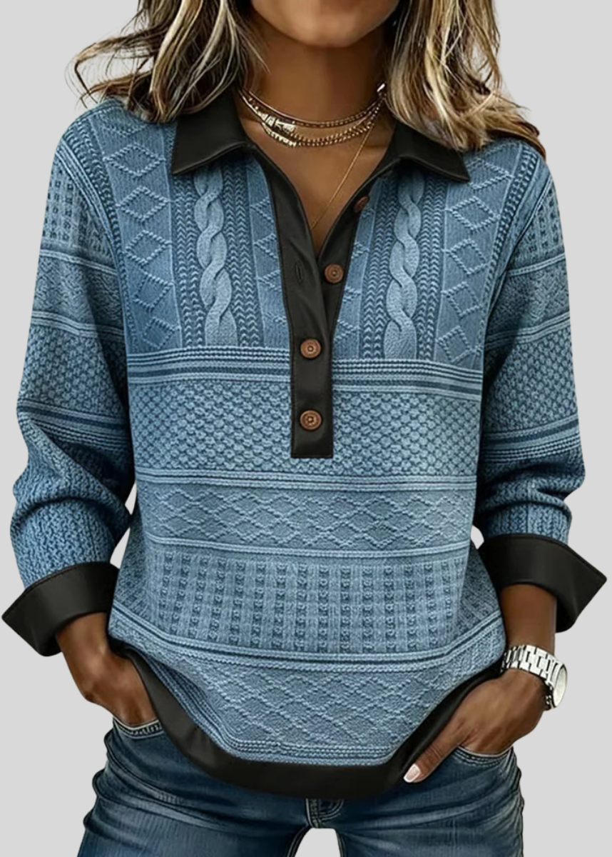 VIVIAN™ - ELEGANT KNIT COLLARED SWEATSHIRT