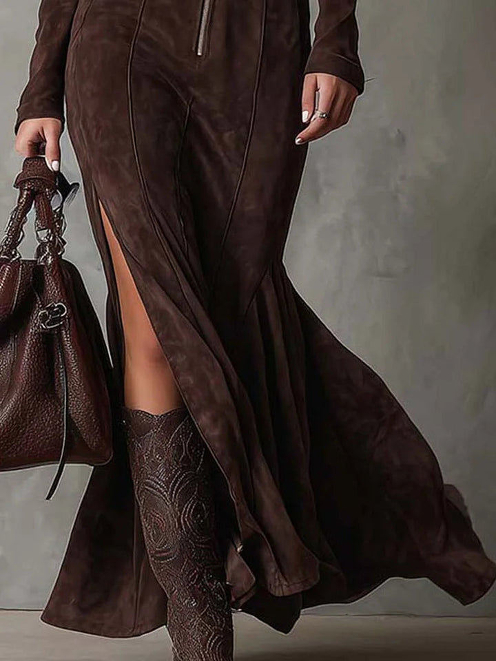 MARCELINE™ - ELEGANT SUEDE MAXI DRESS
