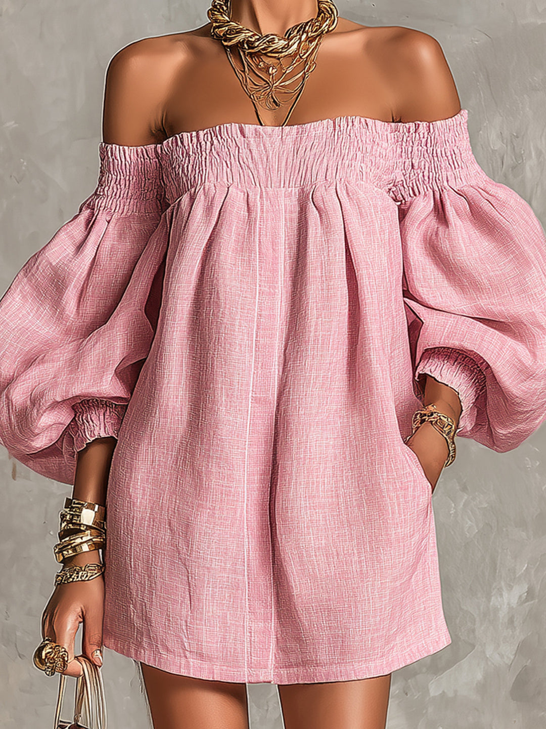 ROSALINE™ - OFF-SHOULDER PUFF SLEEVE MINI DRESS