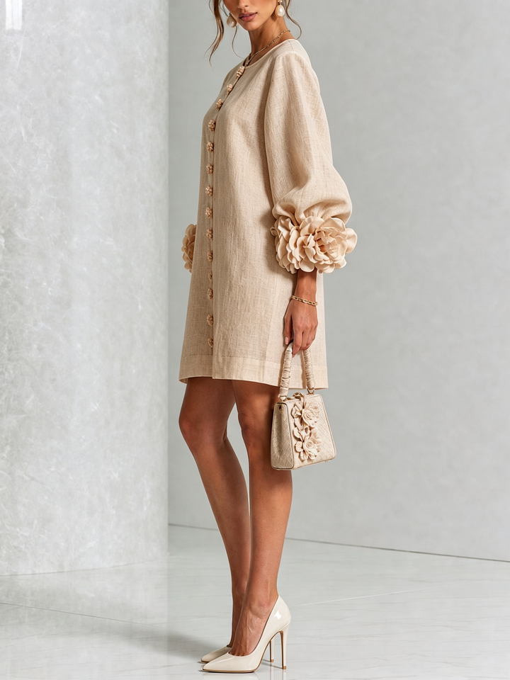 ROSINA™ - ELEGANT BLOSSOM-CUFF MINI DRESS