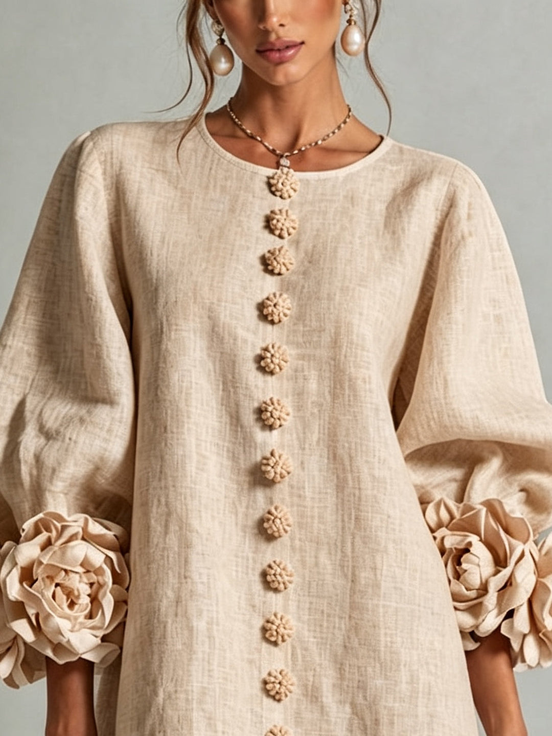 ROSINA™ - ELEGANT BLOSSOM-CUFF MINI DRESS