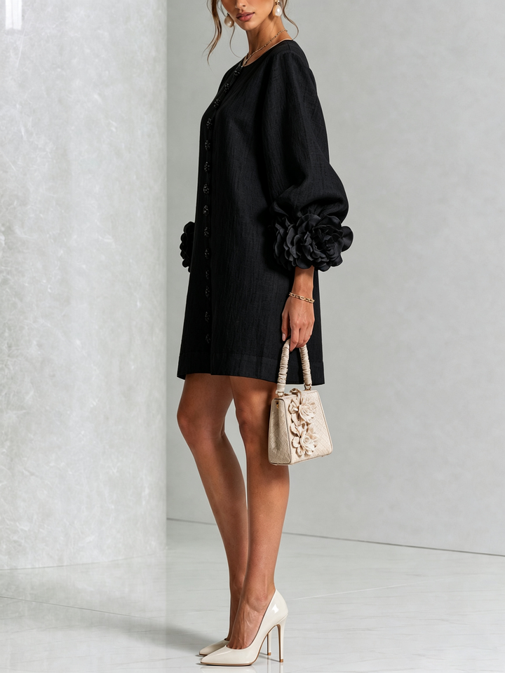 ROSAMUND™ - ELEGANT FLORAL-CUFF MINI DRESS