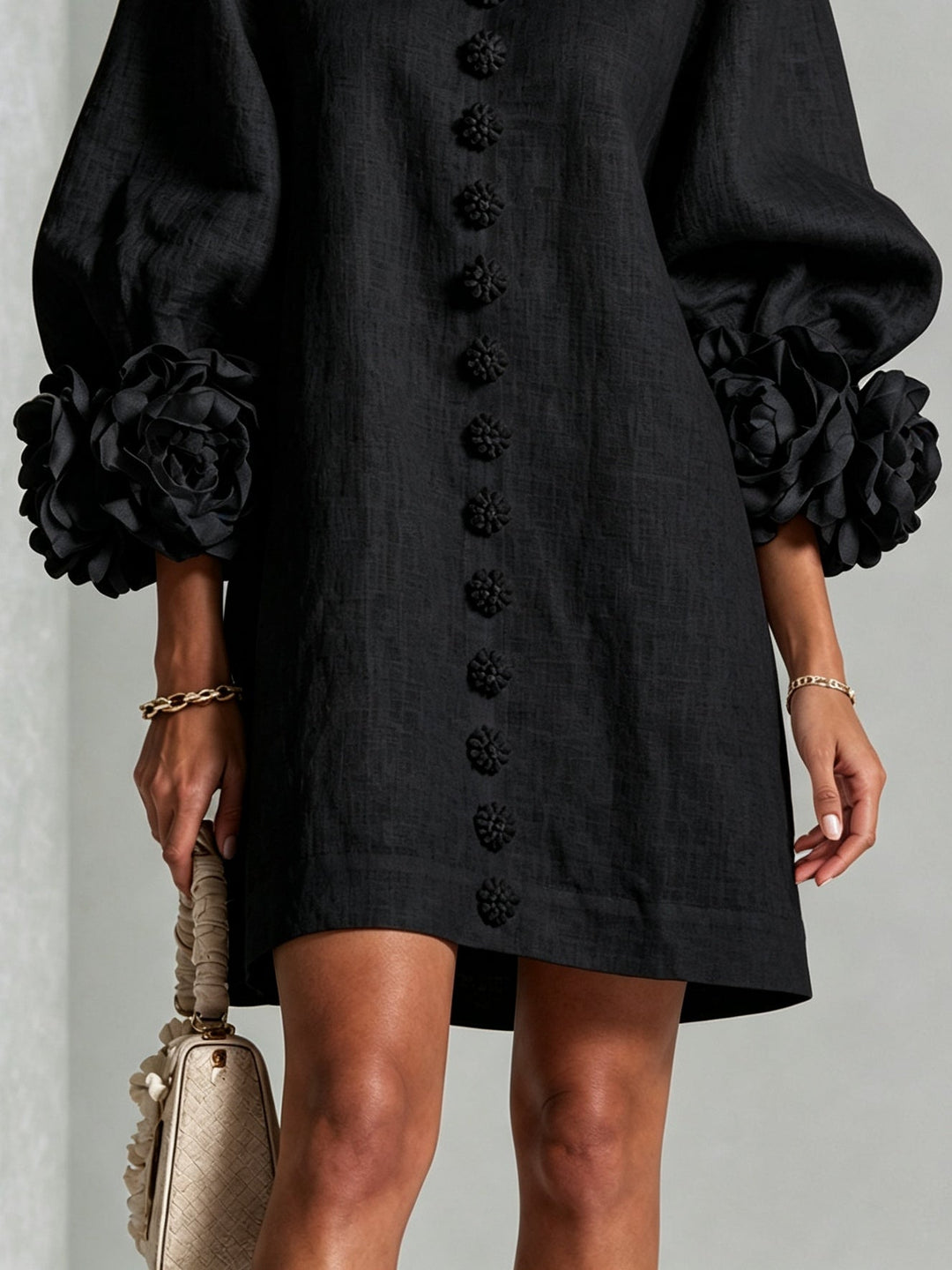 ROSAMUND™ - ELEGANT FLORAL-CUFF MINI DRESS