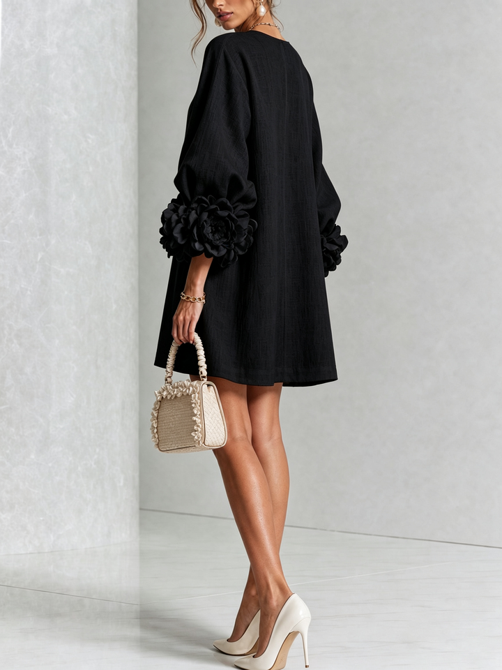 ROSAMUND™ - ELEGANT FLORAL-CUFF MINI DRESS