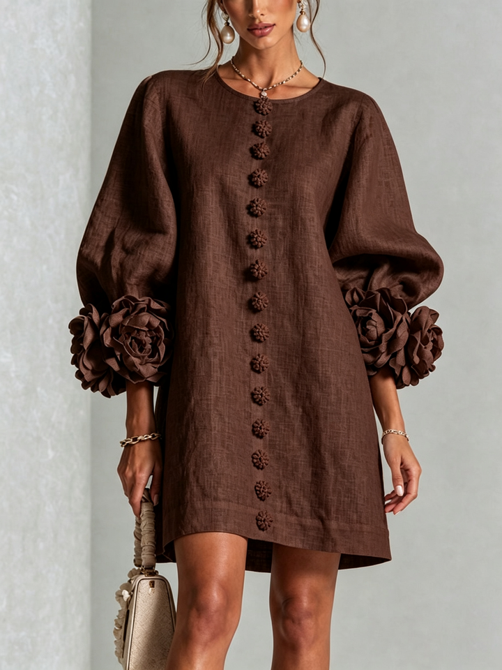 GABRIELLE™ - ROSETTE-CUFF MINI DRESS