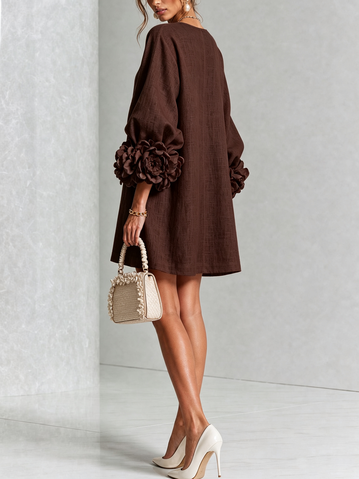 GABRIELLE™ - ROSETTE-CUFF MINI DRESS
