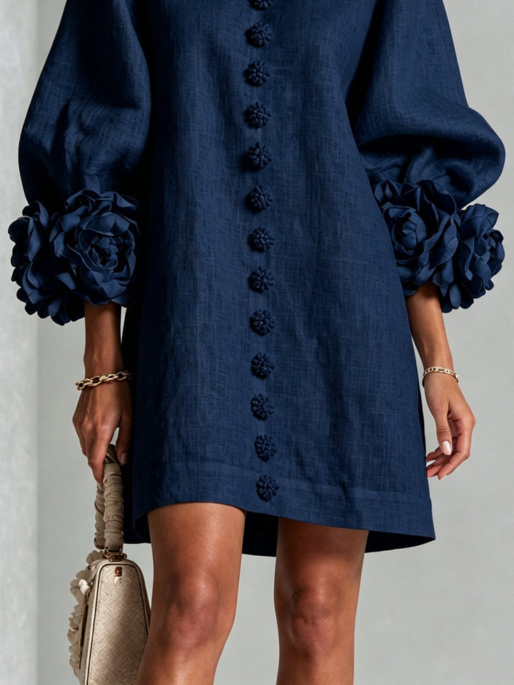 AMELIA™ - ELEGANT ROSETTE-CUFF MINI DRESS