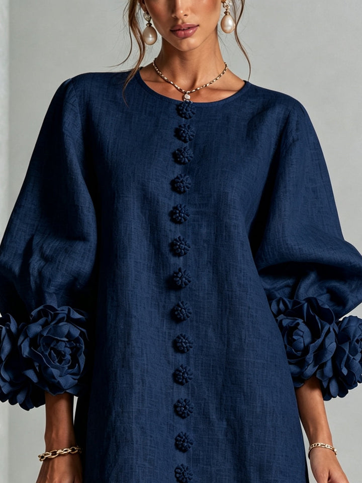 AMELIA™ - ELEGANT ROSETTE-CUFF MINI DRESS
