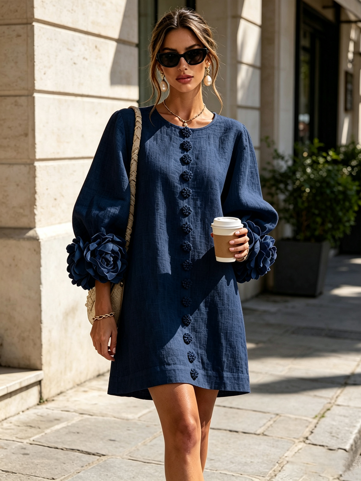 AMELIA™ - ELEGANT ROSETTE-CUFF MINI DRESS