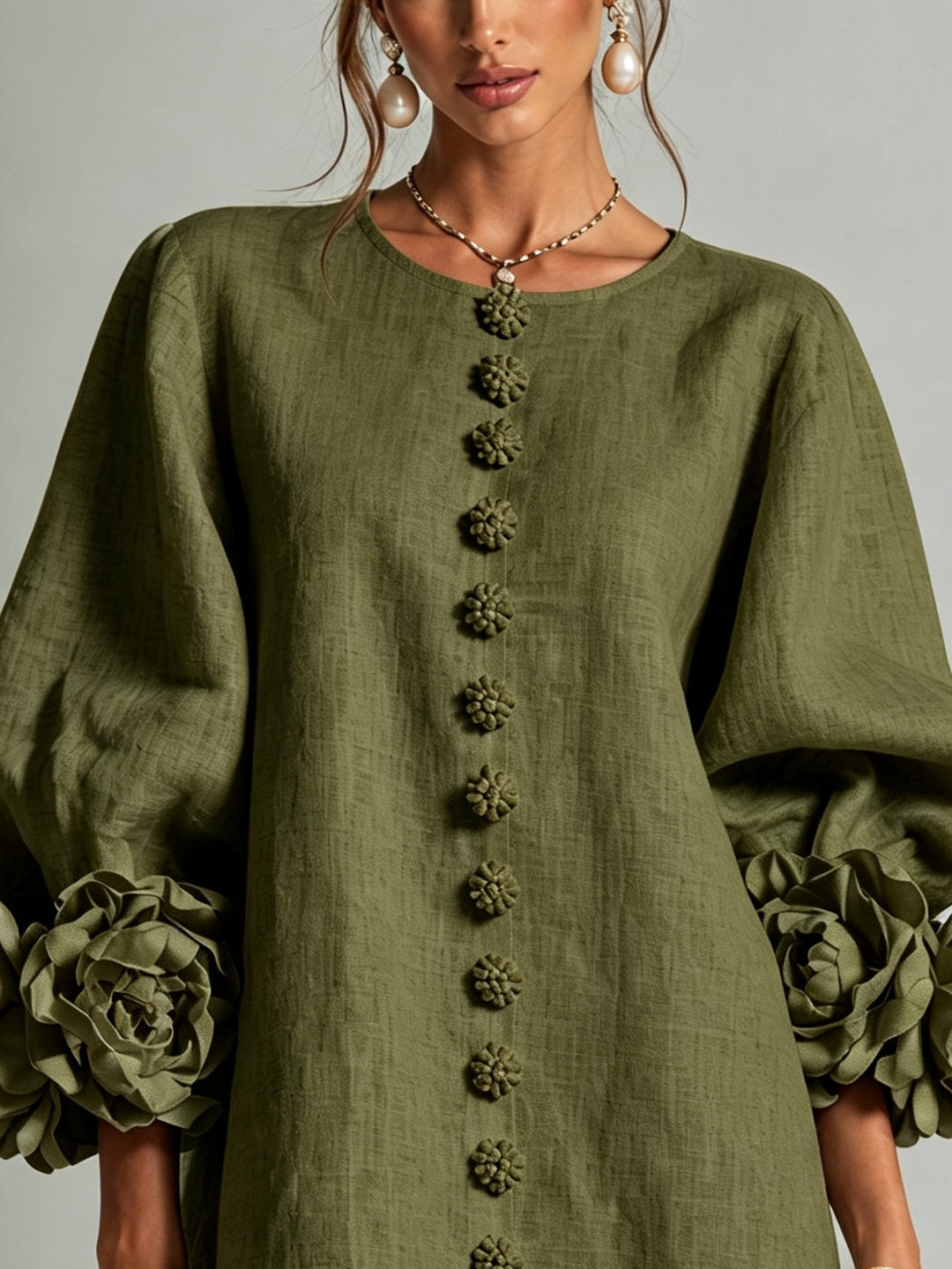 FRANCESCA™ - ELEGANT FLORAL-SLEEVE MINI DRESS
