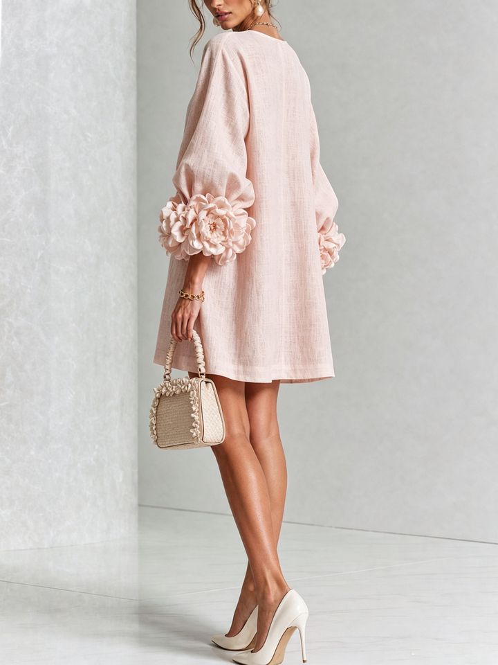 FLORA™ - FLORAL-TRIMMED STATEMENT MINI DRESS