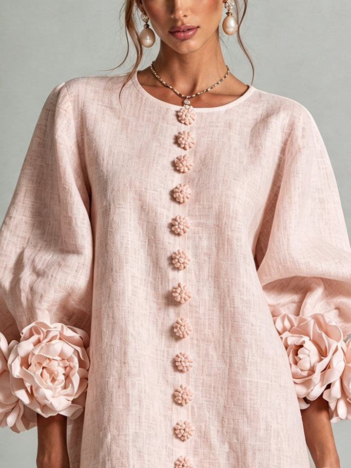 FLORA™ - FLORAL-TRIMMED STATEMENT MINI DRESS