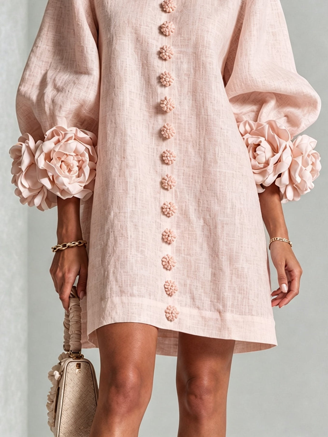 FLORA™ - FLORAL-TRIMMED STATEMENT MINI DRESS