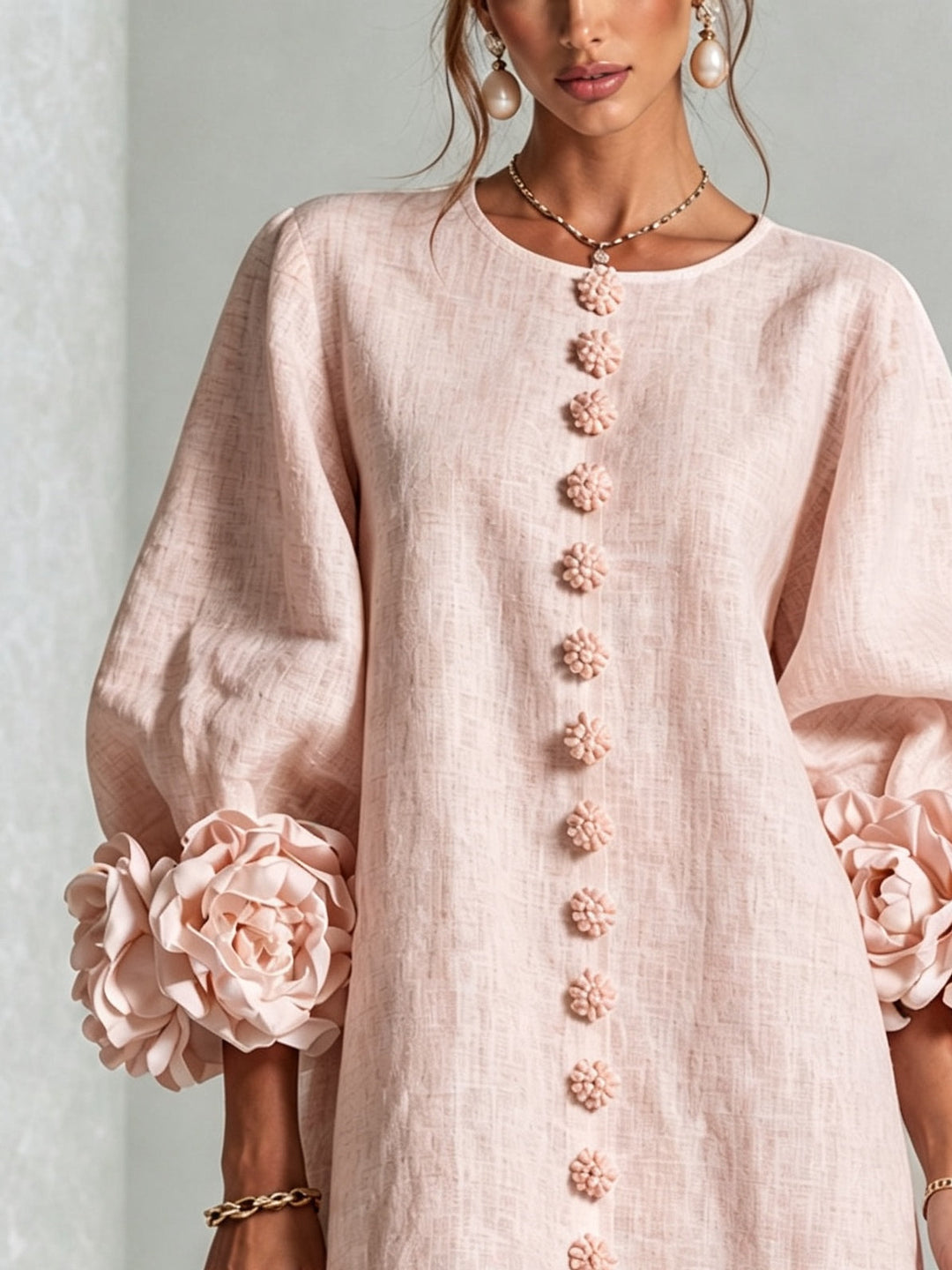FLORA™ - FLORAL-TRIMMED STATEMENT MINI DRESS