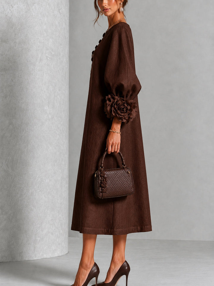 BEVERLY™ - ELEGANT ROSETTE-CUFF MIDI DRESS