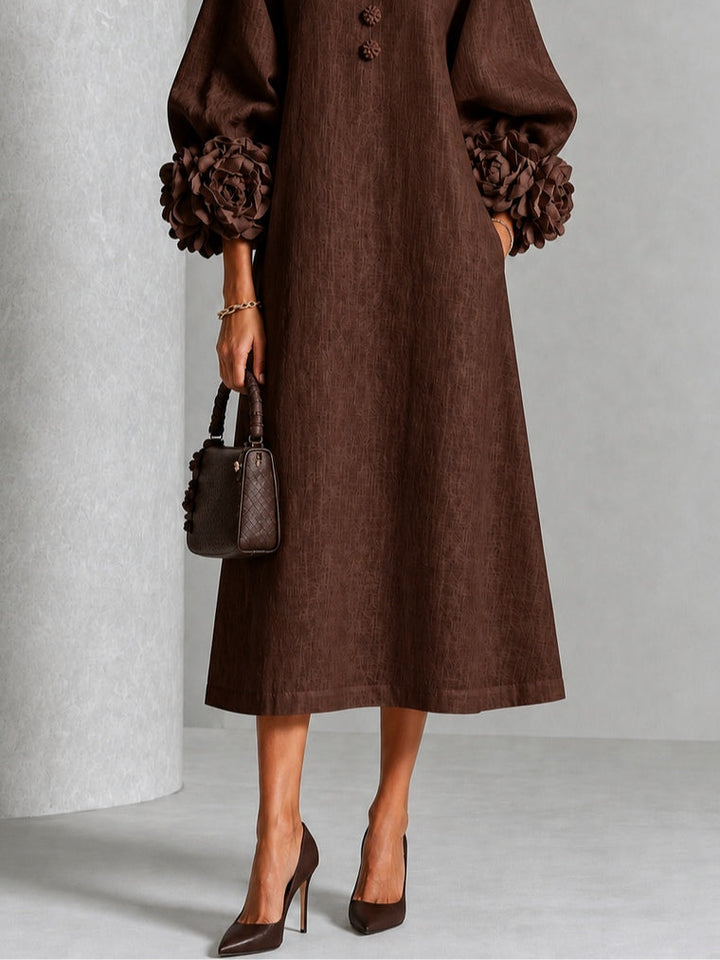BEVERLY™ - ELEGANT ROSETTE-CUFF MIDI DRESS