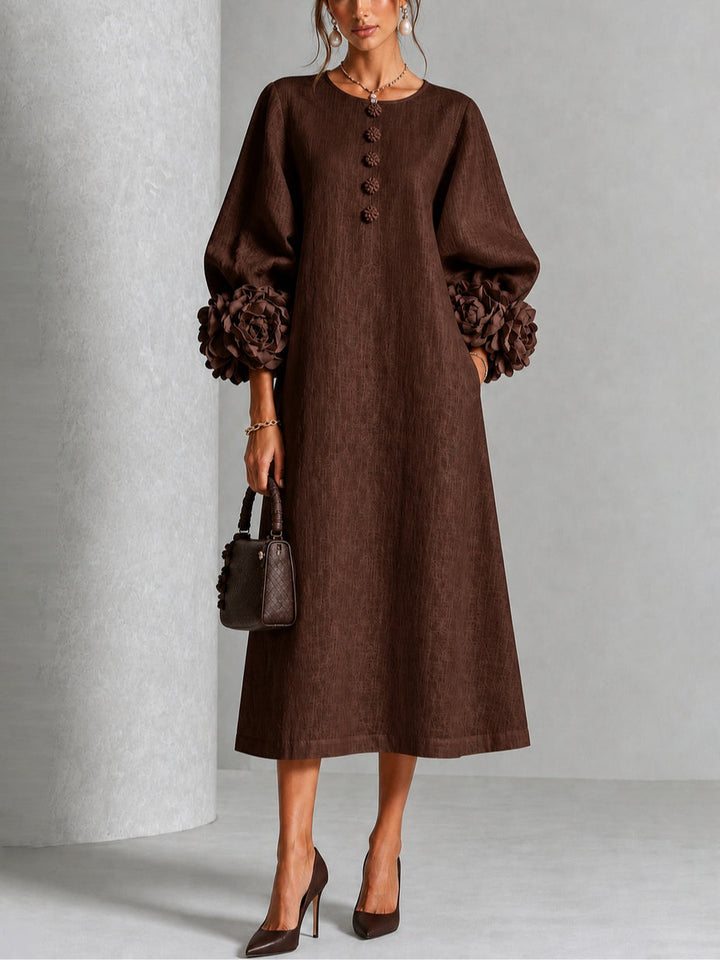 BEVERLY™ - ELEGANT ROSETTE-CUFF MIDI DRESS