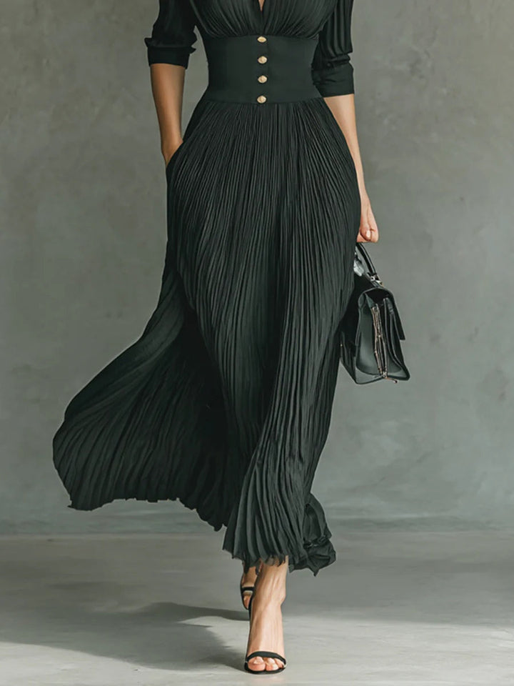 ELVIRE™ - ELEGANT PLEATED MAXI DRESS
