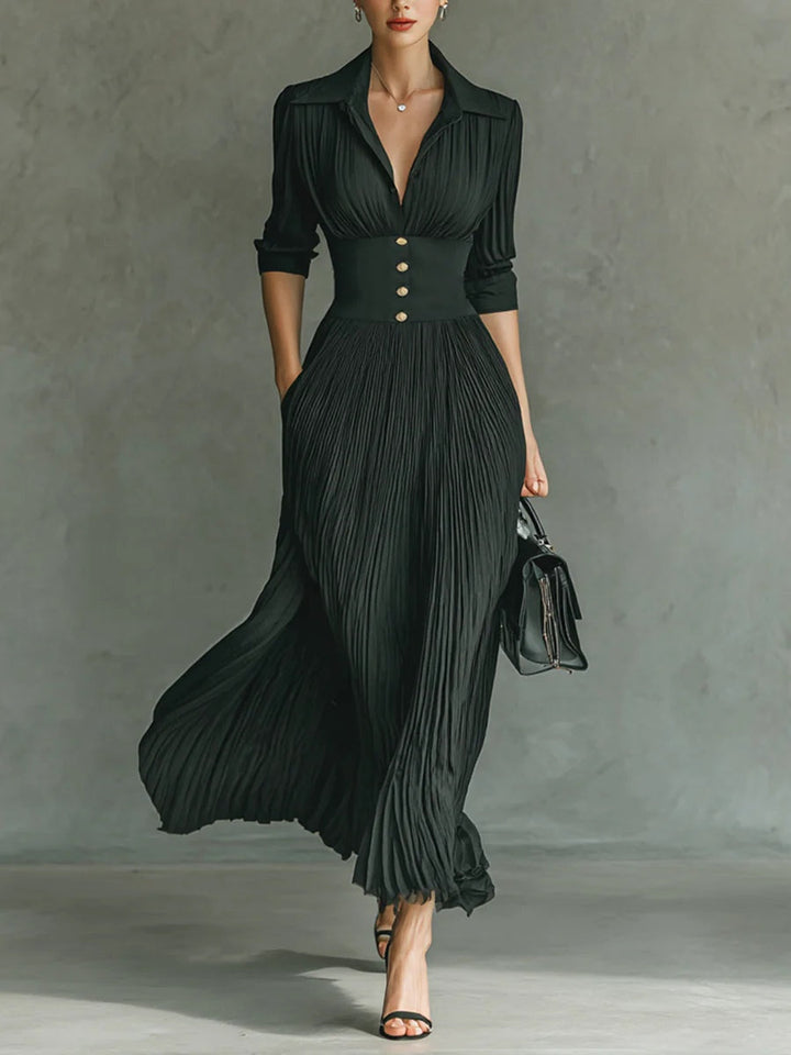 ELVIRE™ - ELEGANT PLEATED MAXI DRESS