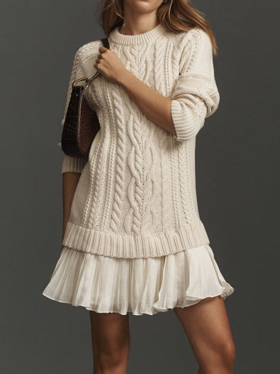 VERONICA™ - ELEGANT BRAID-KNIT SWEATER DRESS