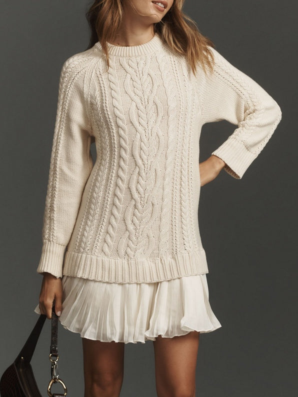 VERONICA™ - ELEGANT BRAID-KNIT SWEATER DRESS