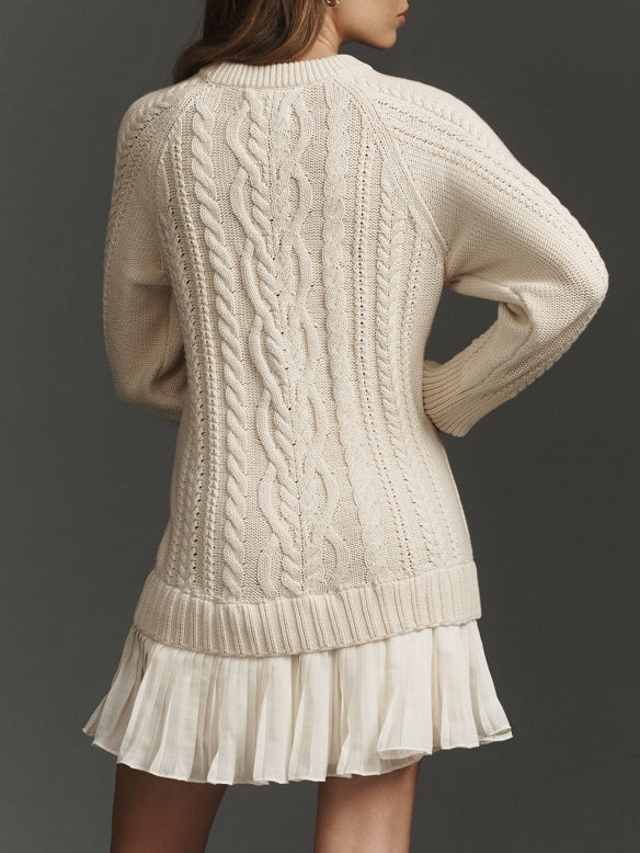 VERONICA™ - ELEGANT BRAID-KNIT SWEATER DRESS