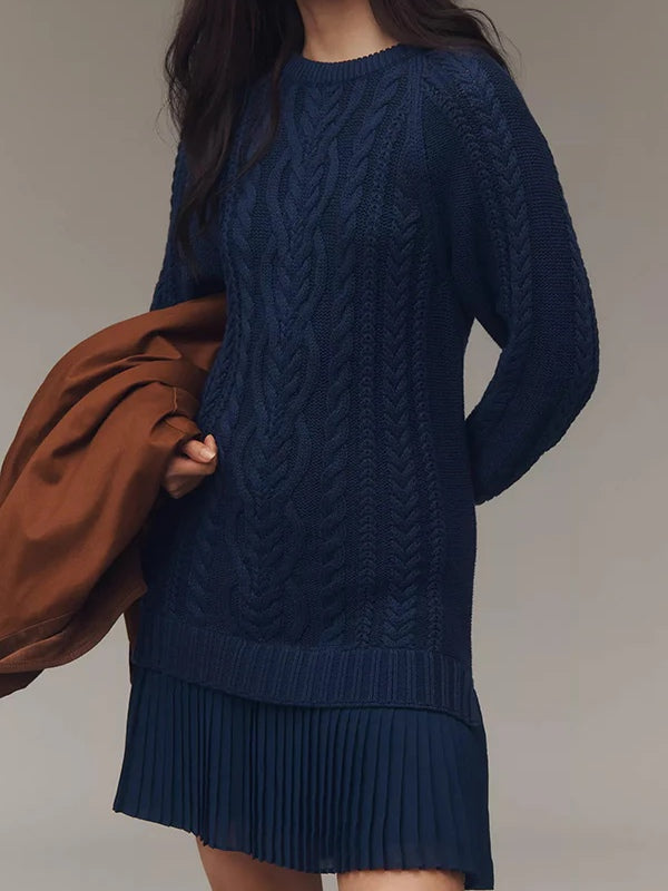 VERONICA™ - ELEGANT BRAID-KNIT SWEATER DRESS