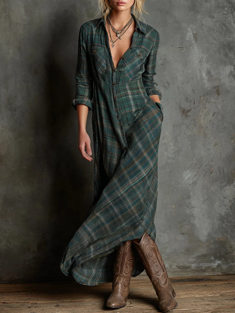 VALENTINE™ - ELEGANT CHECKERED MAXI DRESS