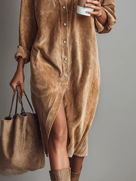 ESTELLE™ - ELEGANT CORDUROY MIDI DRESS