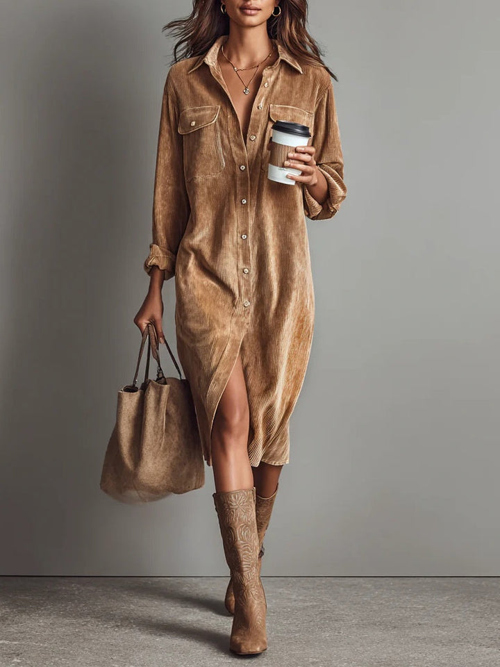 ESTELLE™ - ELEGANT CORDUROY MIDI DRESS