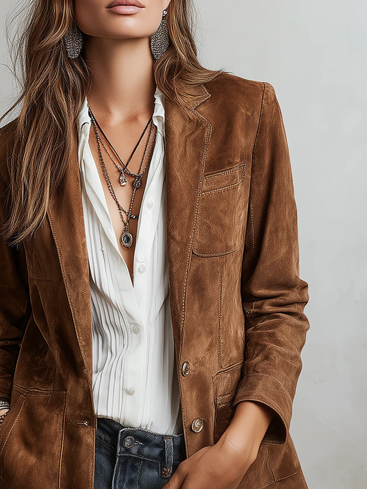 MARCELLA™ - ELEGANT VINTAGE SUEDE BLAZER