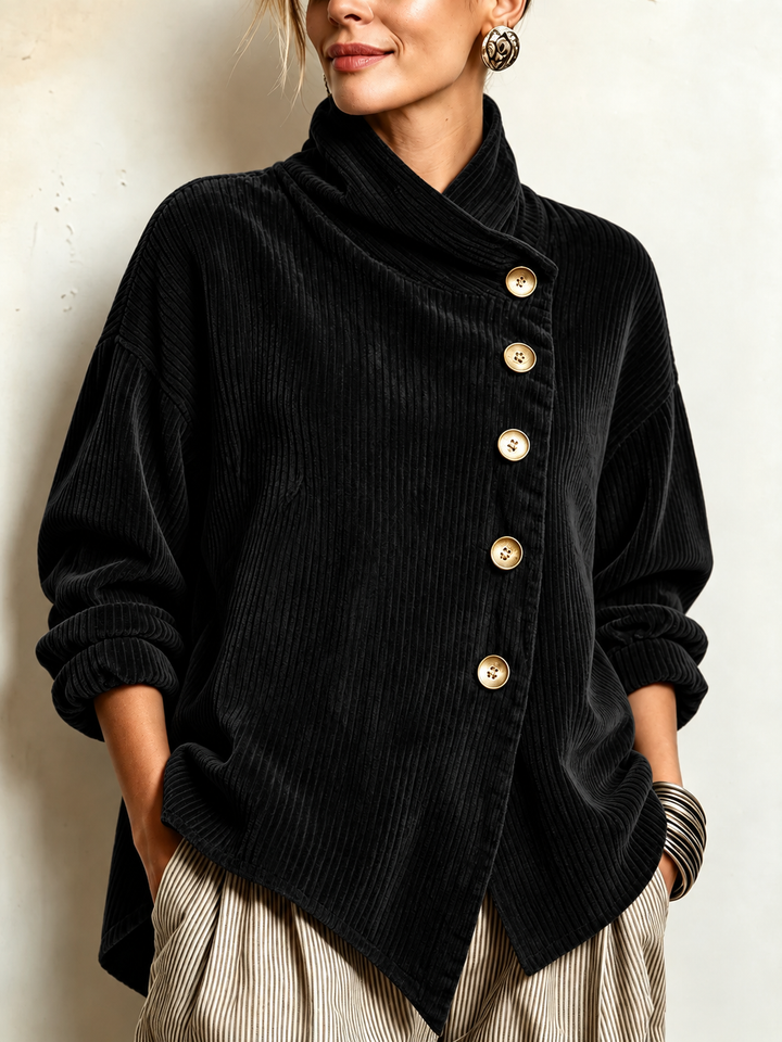 AMBER™ - ELEGANT CORDUROY BUTTON-UP SWEATER