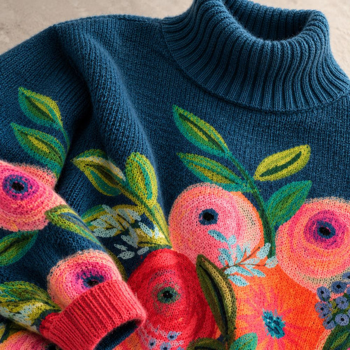 ALICE™ - ELEGANT FLORAL TURTLENECK SWEATER