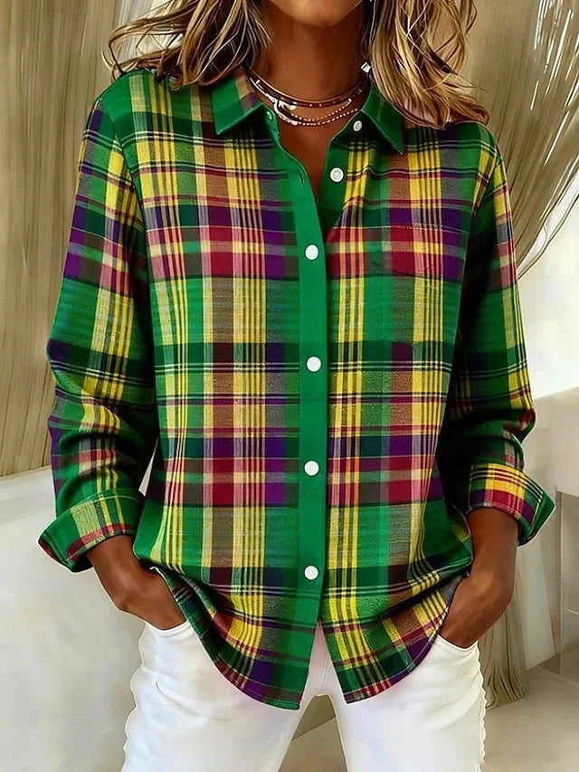 DULCIE™ - ELEGANT PLAID VINTAGE BLOUSE