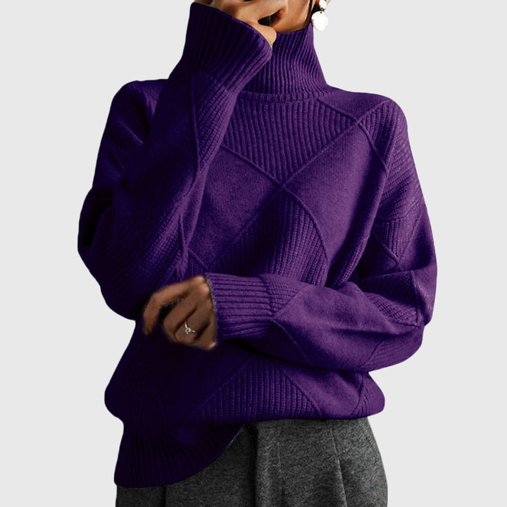 ANGELA™ - ELEGANT TEXTURED PATCHWORK TURTLENECK
