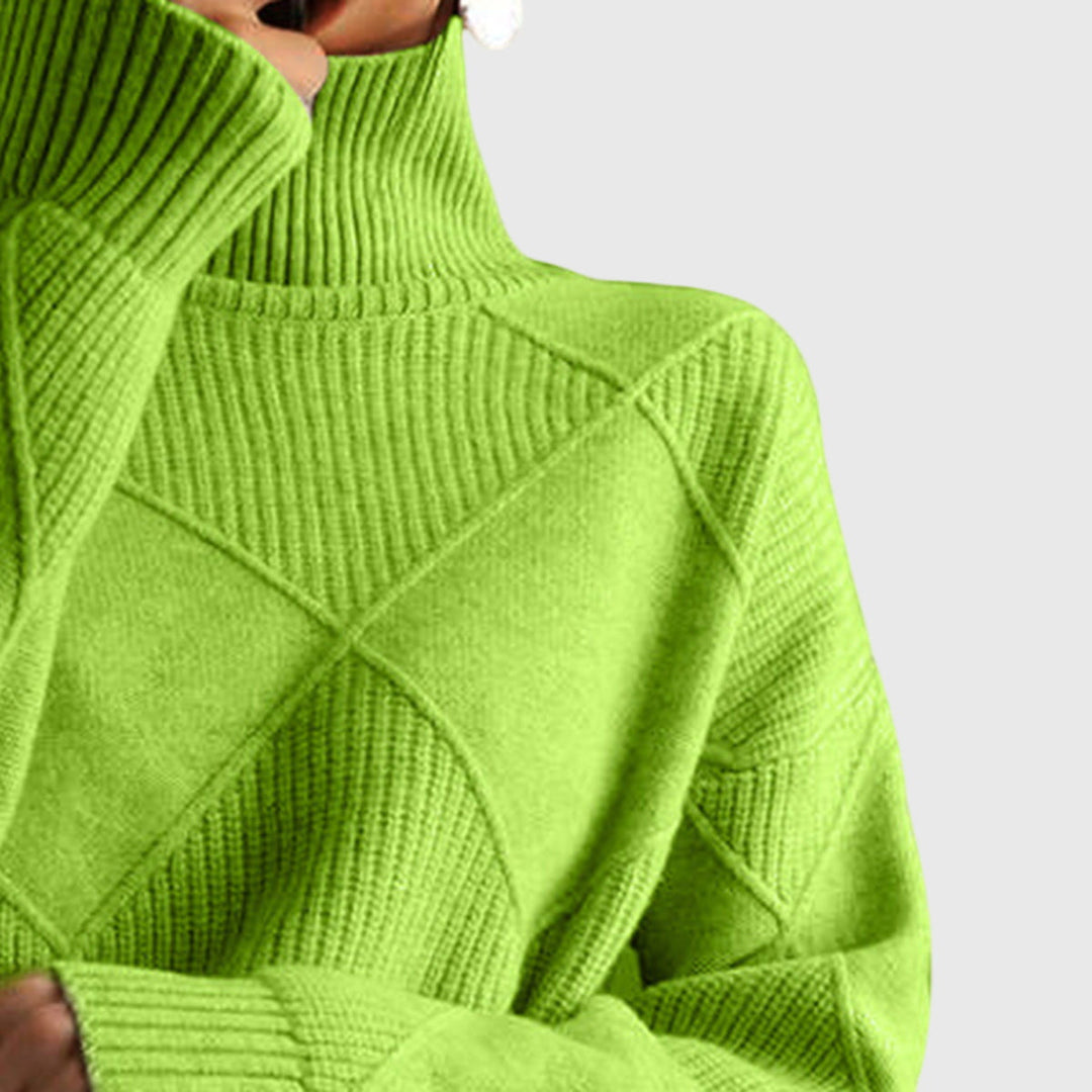 ANGELA™ - ELEGANT TEXTURED PATCHWORK TURTLENECK