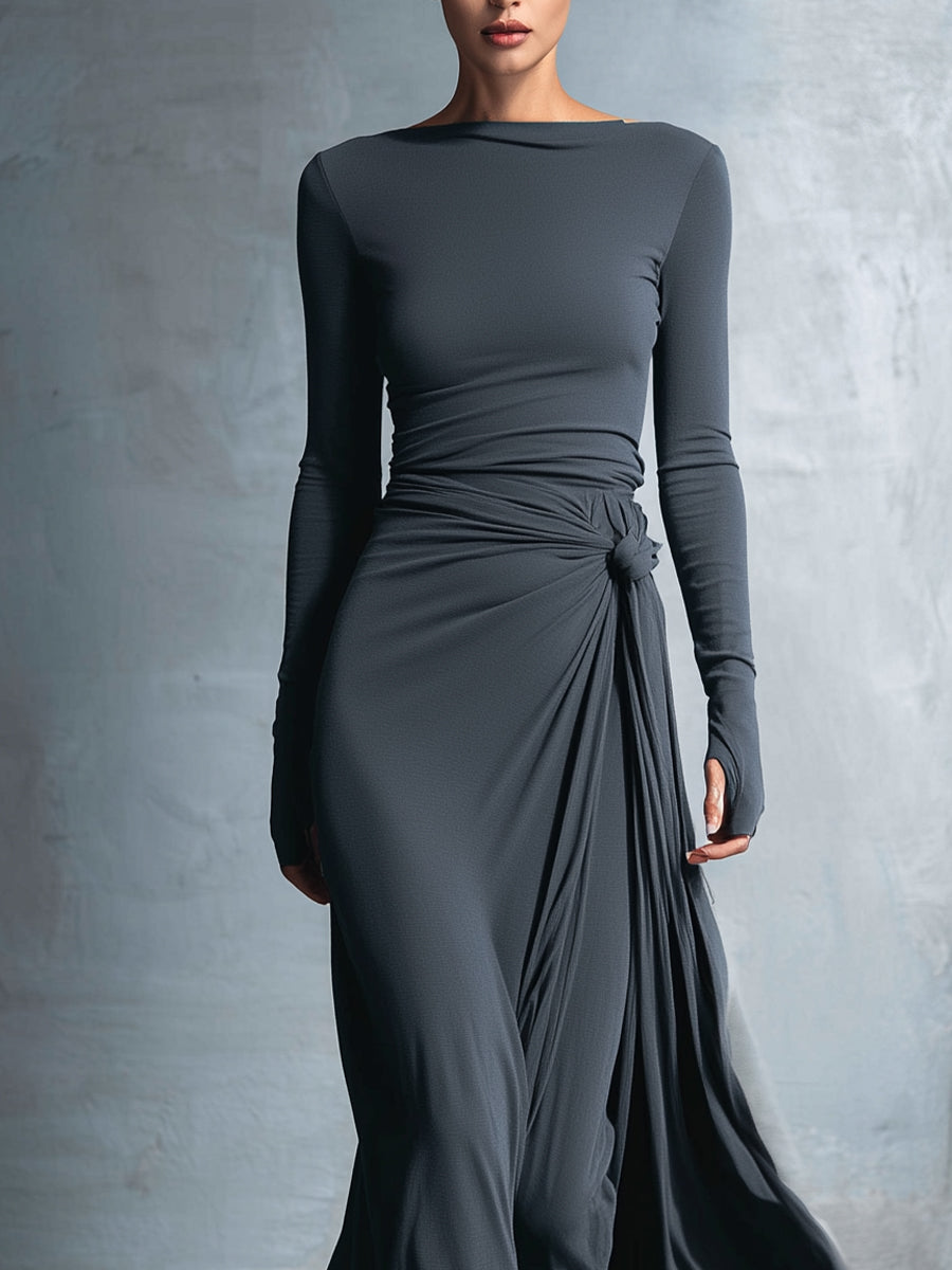 NAOMIE™ - ELEGANT SILK KNIT MAXI DRESS