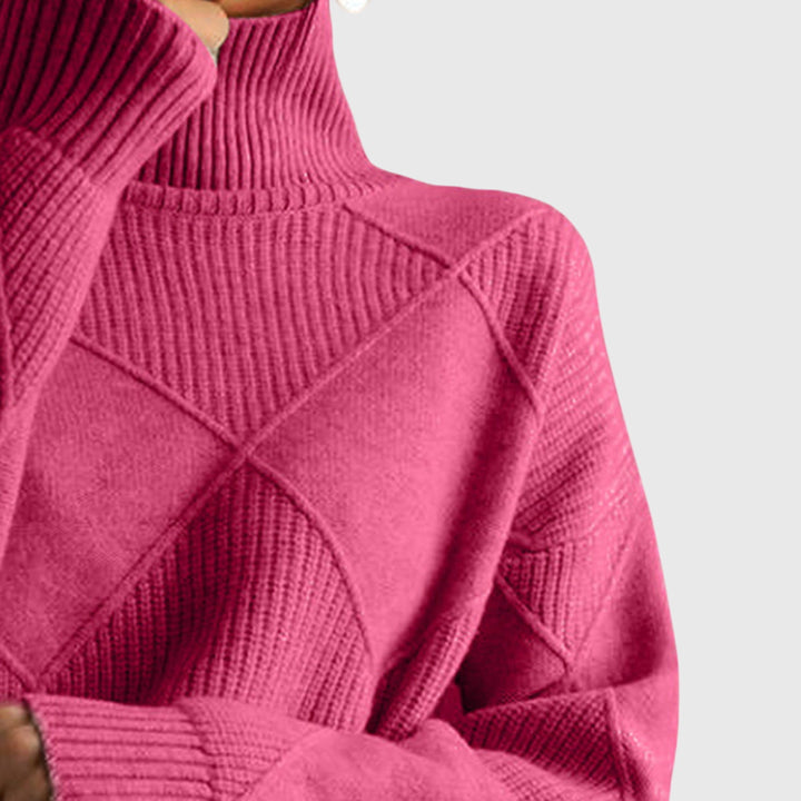 ANGELA™ - ELEGANT TEXTURED PATCHWORK TURTLENECK