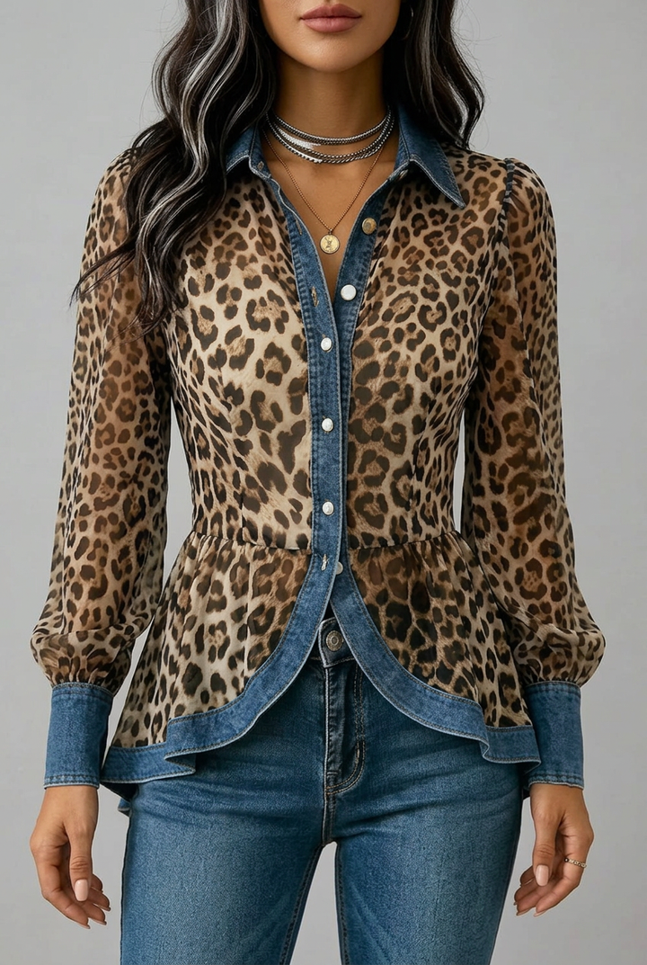 FABLENNE™ - LEOPARD-PRINT DENIM JACKET
