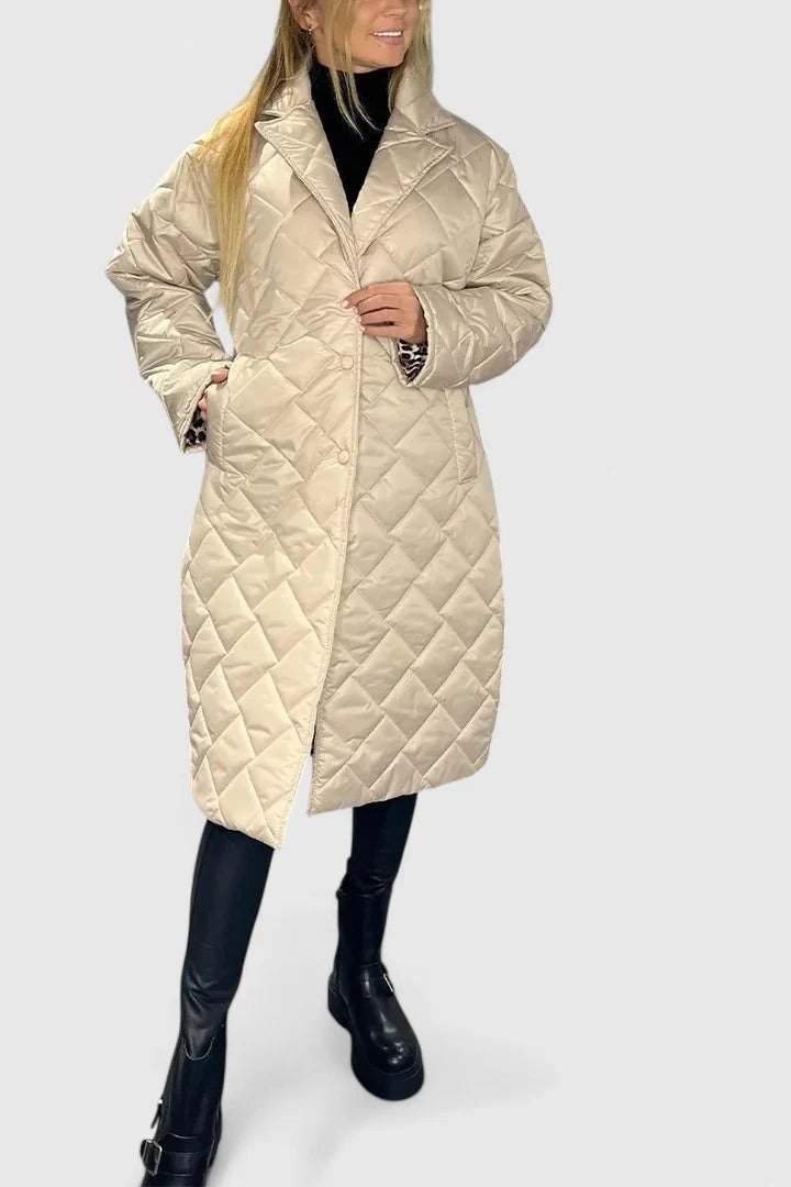 DAVINA – REVERSIBLE LEOPARD PRINT QUILTED COAT