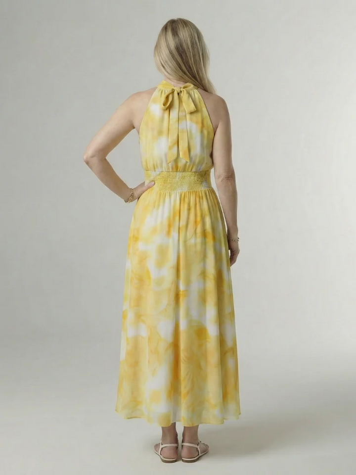 SYLIN™ - GATHERED HALTER MIDI DRESS