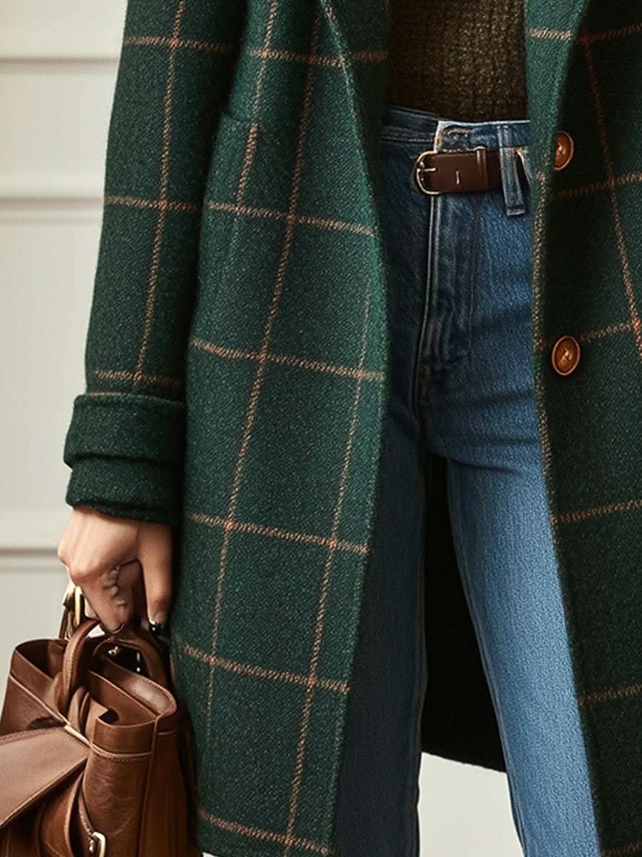 ADRIANA™ - ELEGANT COZY CHECKERED COAT